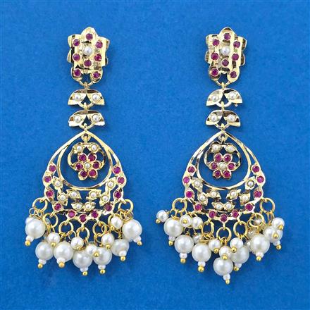 Cubic Zirconia Moti Earring With Gold Plating