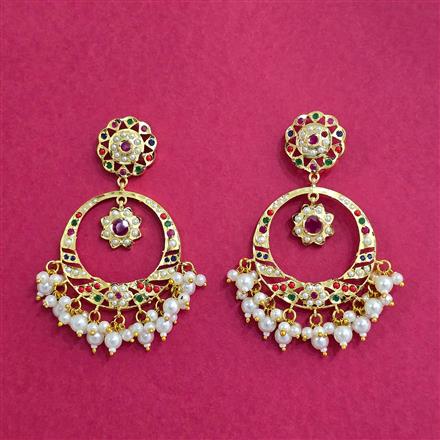 Cubic Zirconia Moti Earring With Gold Plating