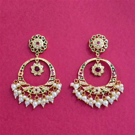 Cubic Zirconia Moti Earring With Gold Plating