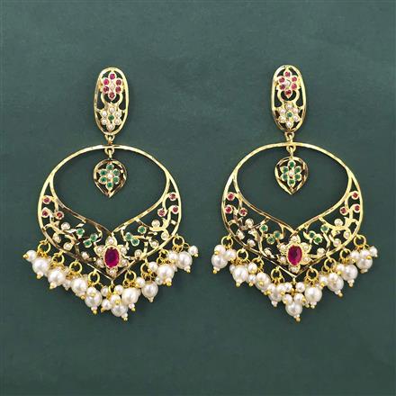 Cz Moti Earring With Gold Plating