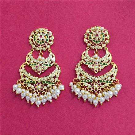 Cubic Zirconia Moti Earring With Gold Plating