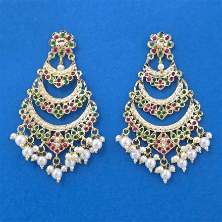 Cubic Zirconia Moti Earring With Gold Plating