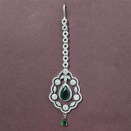 Cubic Zirconia Classic Tikka With Rhodium Plating