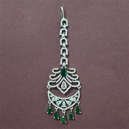 Cubic Zirconia Classic Tikka With Rhodium Plating