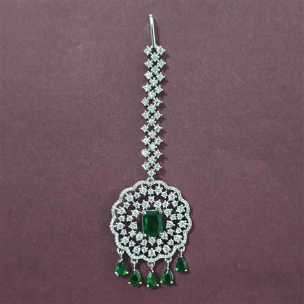 Cubic Zirconia Classic Tikka With Rhodium Plating