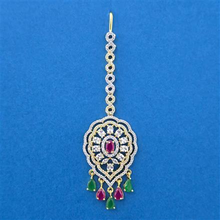 Cubic Zirconia Classic Tikka With 2 Tone Plating