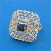 Cubic Zirconia Adjustable Ring With 2 Tone Plating