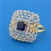 Cubic Zirconia Adjustable Ring With 2 Tone Plating