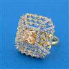 Cubic Zirconia Adjustable Ring With 2 Tone Plating