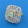 Cubic Zirconia Adjustable Ring With 2 Tone Plating