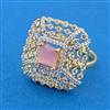 Cubic Zirconia Adjustable Ring With 2 Tone Plating