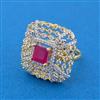 Cubic Zirconia Adjustable Ring With 2 Tone Plating