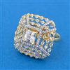 Cubic Zirconia Adjustable Ring With 2 Tone Plating