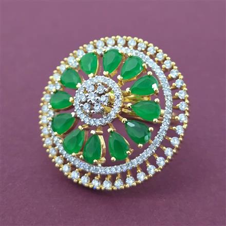 Cubic Zirconia Adjustable Ring With 2 Tone Plating