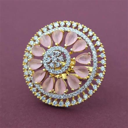 Cubic Zirconia Adjustable Ring With 2 Tone Plating