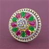 Cubic Zirconia Adjustable Ring With 2 Tone Plating