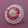 Cubic Zirconia Adjustable Ring With 2 Tone Plating