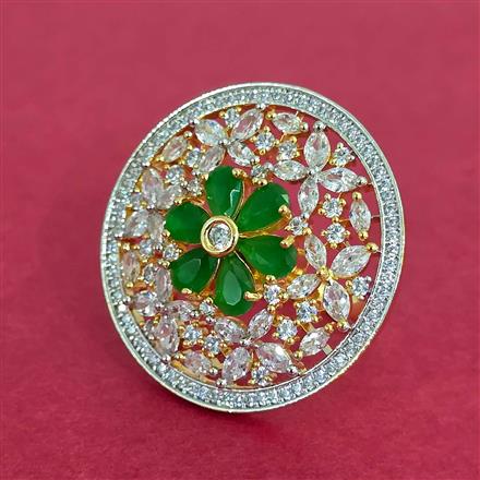 Cubic Zirconia Adjustable Ring With 2 Tone Plating
