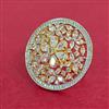 Cubic Zirconia Adjustable Ring With 2 Tone Plating
