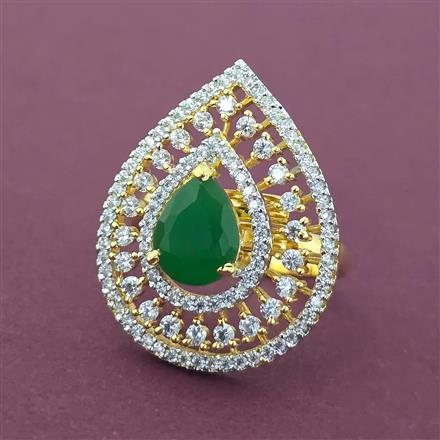 Cubic Zirconia Adjustable Ring With 2 Tone Plating
