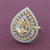 Cubic Zirconia Adjustable Ring With 2 Tone Plating
