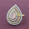 Cubic Zirconia Adjustable Ring With 2 Tone Plating