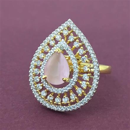 Cubic Zirconia Adjustable Ring With 2 Tone Plating