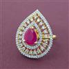 Cubic Zirconia Adjustable Ring With 2 Tone Plating