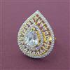 Cubic Zirconia Adjustable Ring With 2 Tone Plating