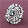 Cubic Zirconia Adjustable Ring With Rhodium Plating