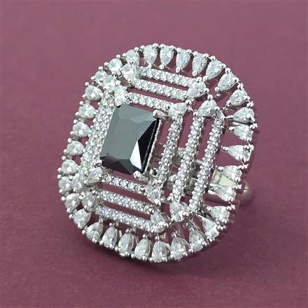 Cubic Zirconia Adjustable Ring With Rhodium Plating