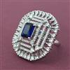 Cubic Zirconia Adjustable Ring With Rhodium Plating