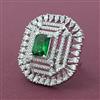 Cubic Zirconia Adjustable Ring With Rhodium Plating