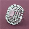 Cubic Zirconia Adjustable Ring With Rhodium Plating