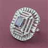 Cubic Zirconia Adjustable Ring With Rhodium Plating