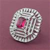 Cubic Zirconia Adjustable Ring With Rhodium Plating