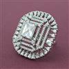 Cubic Zirconia Adjustable Ring With Rhodium Plating