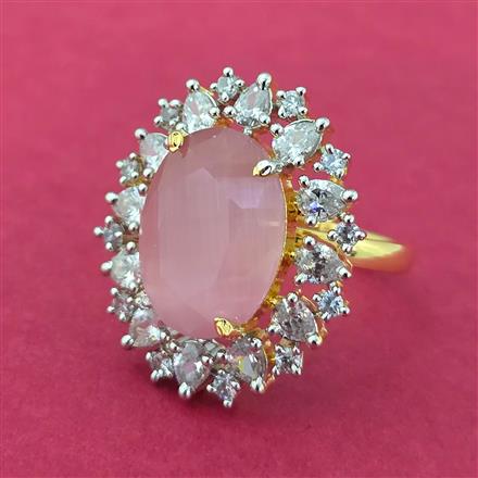 Cz Adjustable Ring With 2 Tone Plating