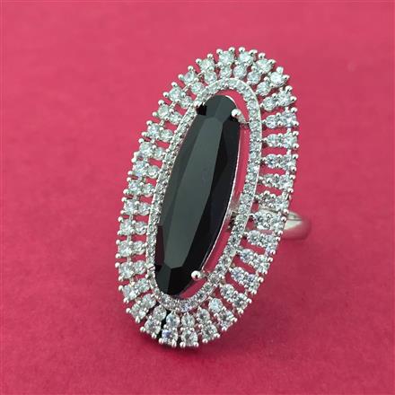 Cz Classic Ring With Rhodium Plating
