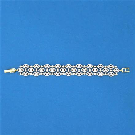 Cubic Zirconia Classic Bracelet With Mehndi 2 Tone Rhodium Plating