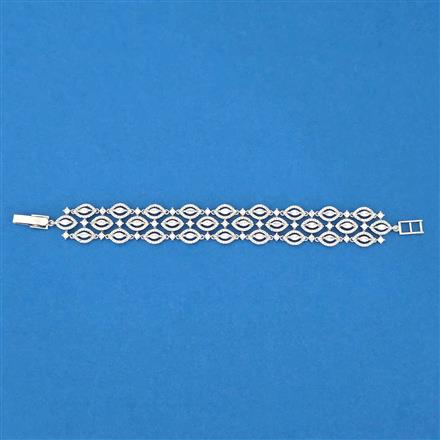 Cubic Zirconia Classic Bracelet With Mehndi 2 Tone Rhodium Plating