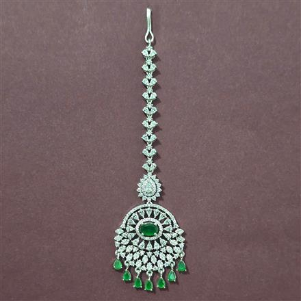 Cubic Zirconia Classic Tikka With Rhodium Plating
