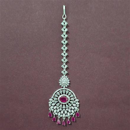 Cubic Zirconia Classic Tikka With Rhodium Plating