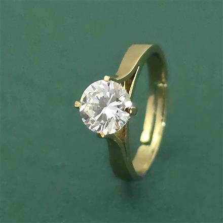 Cz Adjustable Ring With Mehndi 2 Tone Rhodium Plating