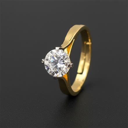 Cz Adjustable Ring With Mehndi 2 Tone Rhodium Plating