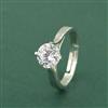 Cz Adjustable Ring With Mehndi 2 Tone Rhodium Plating