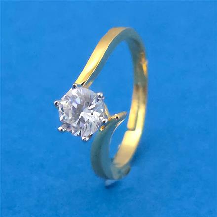 Cubic Zirconia Adjustable Ring With Mehndi 2 Tone Rhodium Plating