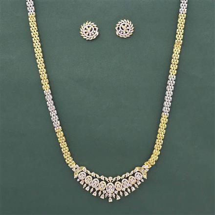 Cz Classic Pendant Set With 2 Tone Rhodium Plating