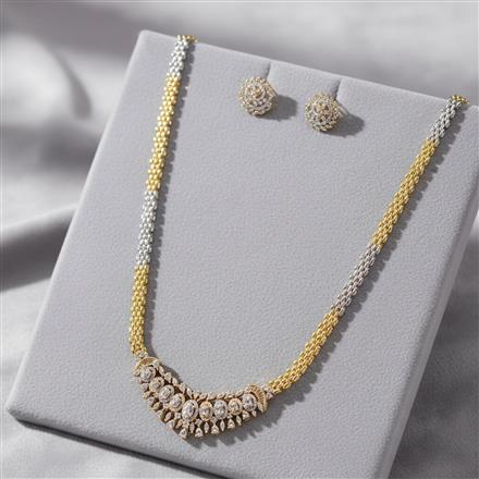 Cz Classic Pendant Set With 2 Tone Rhodium Plating