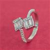 Cubic Zirconia Delicate Ring With 2 Tone Rhodium Plating